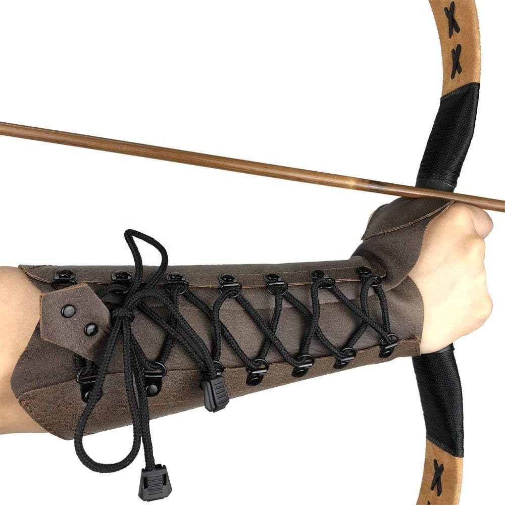 longbowmaker Traditioneller Armschutz aus Leder Armschoner für Bogenschießen (für rechte Hand)