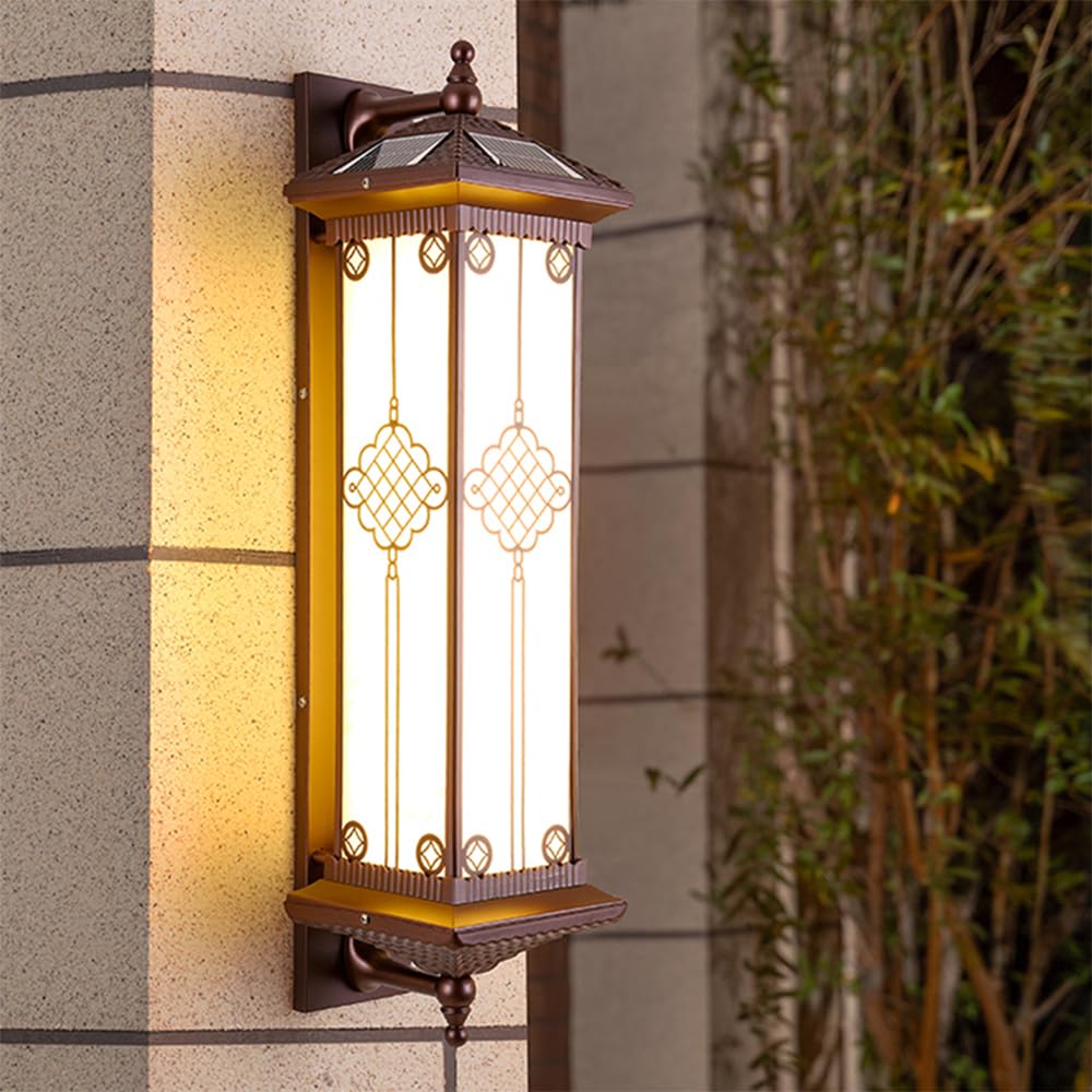 SMCCYYSD Contemporary Solar Outdoor Wall Lamp Simplicity Waterproof Balcony Hallway Courtyard Villa Gate Hotel (E H58CM Solar)
