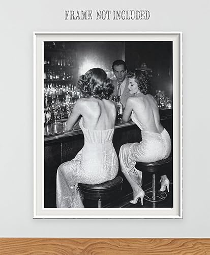 Miniatura 6 de Escena de bar vintage de Hollywood  Póster sin marco de 16 x 20 pulgadas sin marco con foto clásica en blanco y negro de una escena de bar de los