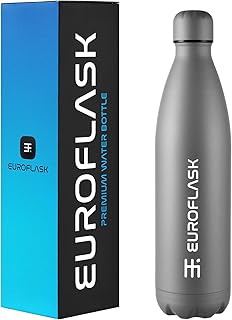 EuroFlask Stainless Steel Water Bottle, Leak Proof Metal Wat
