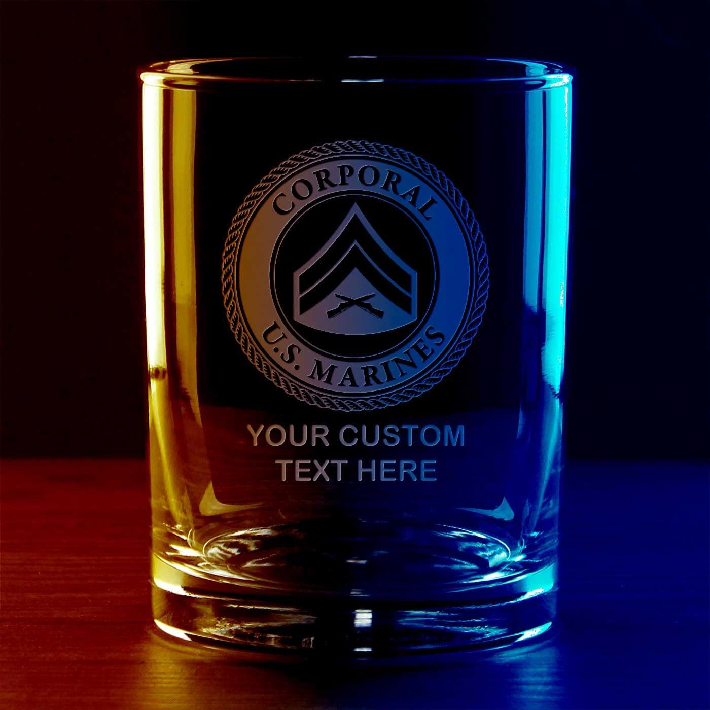 7.62 Design Personalized E-4 USMC Corporal 14 oz. Double Old Fashioned Glass