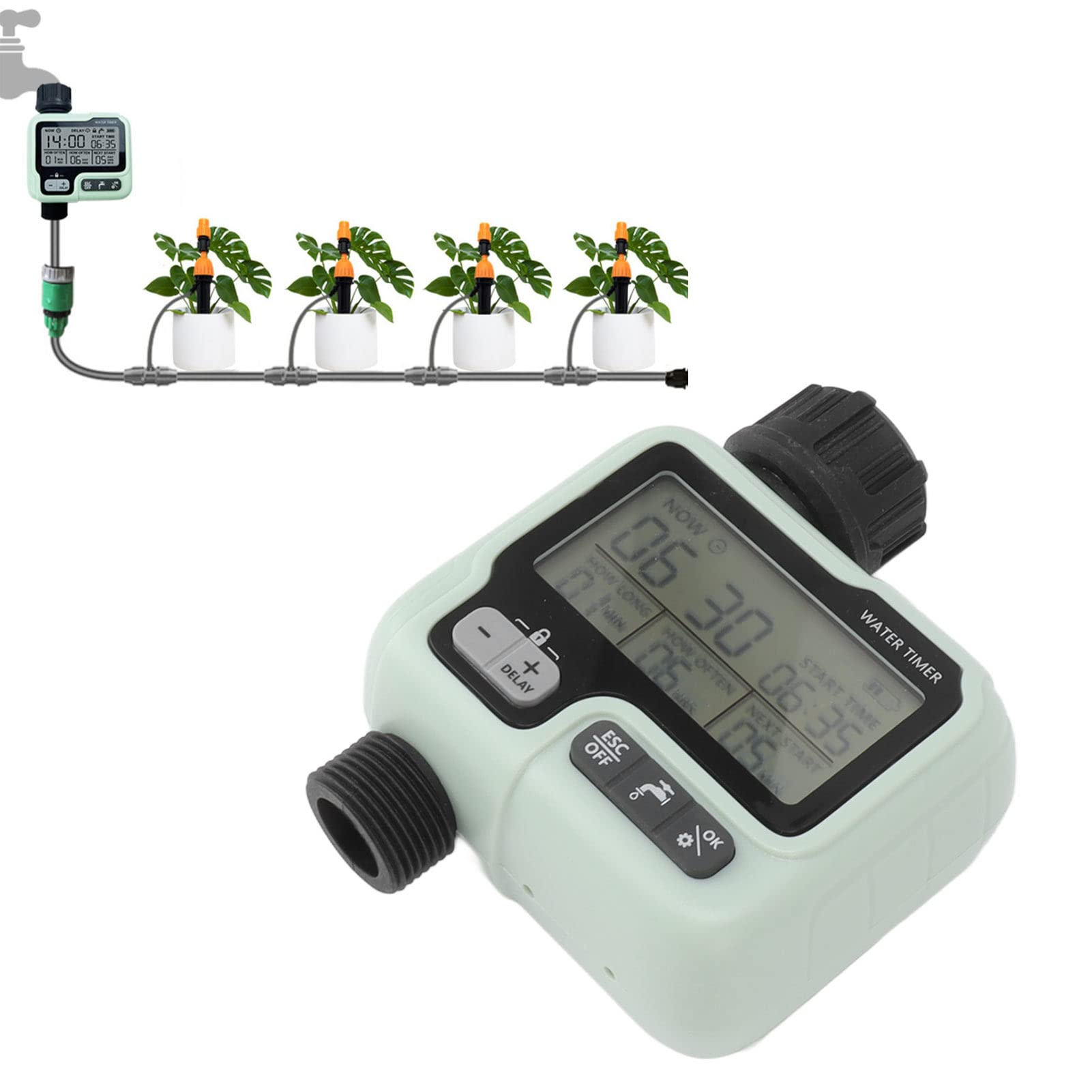 Temporizador de Riego Programable, Temporizador de Aspersor Riego Automático 3V Protección de Baja Corriente para Tierras de Cultivo Al Aire Libre