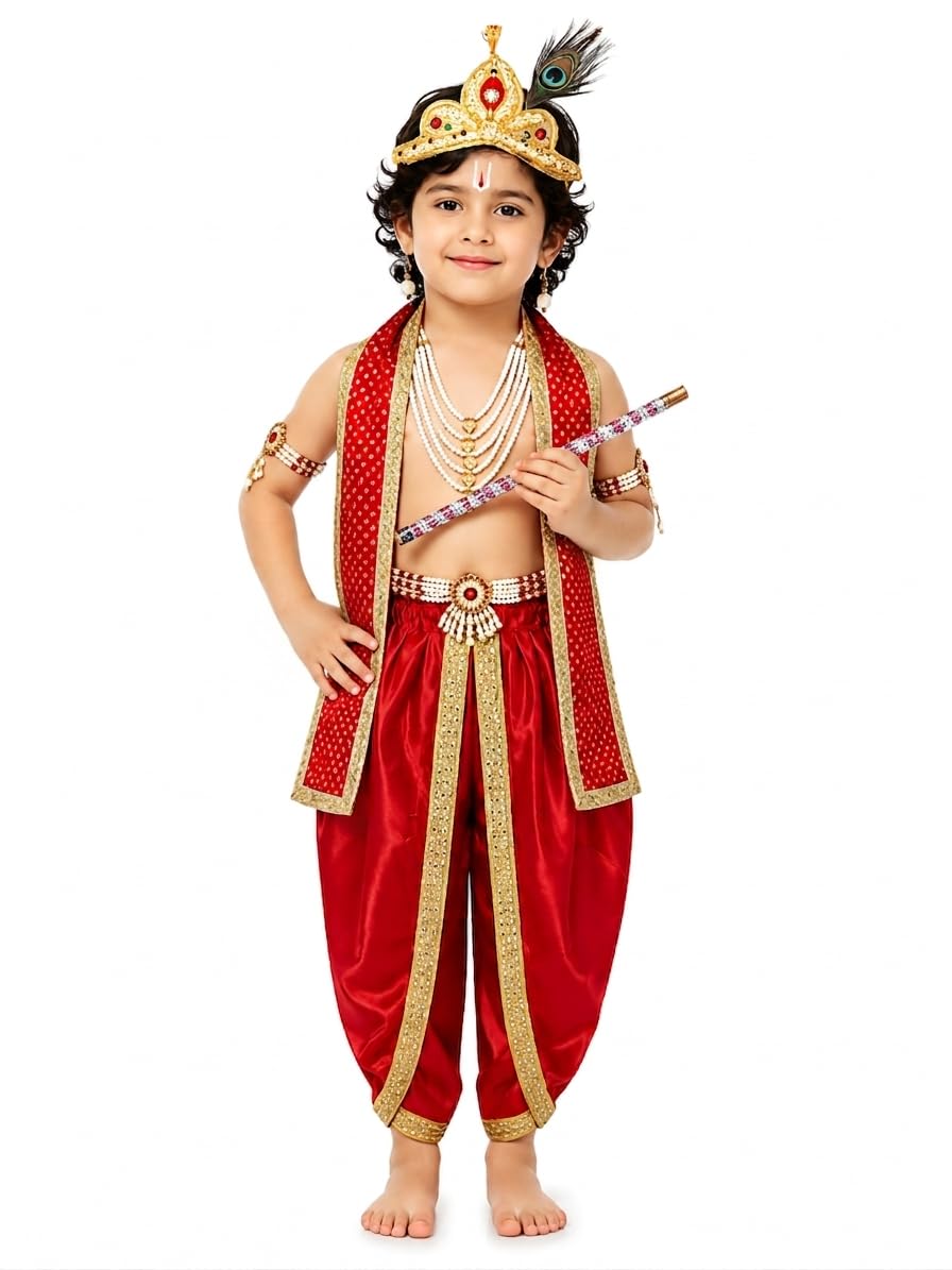 Krishna Dress for Kids | Krishna Costume for Kids Jewellery | Janmashtami Dress for Kid | Bal Gopal Fancy Dress | Kanha Costume | Radha Krishna Theme Dress | Festival & School Function-image-20