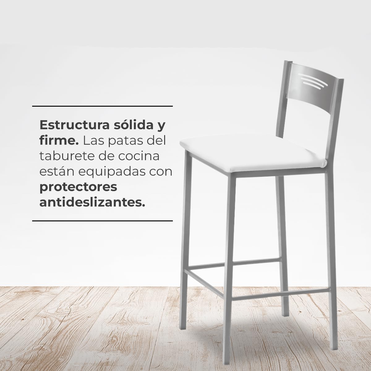 ASTIMESA Taburete Alto de Cocina 70 cms Polipiel Blanco