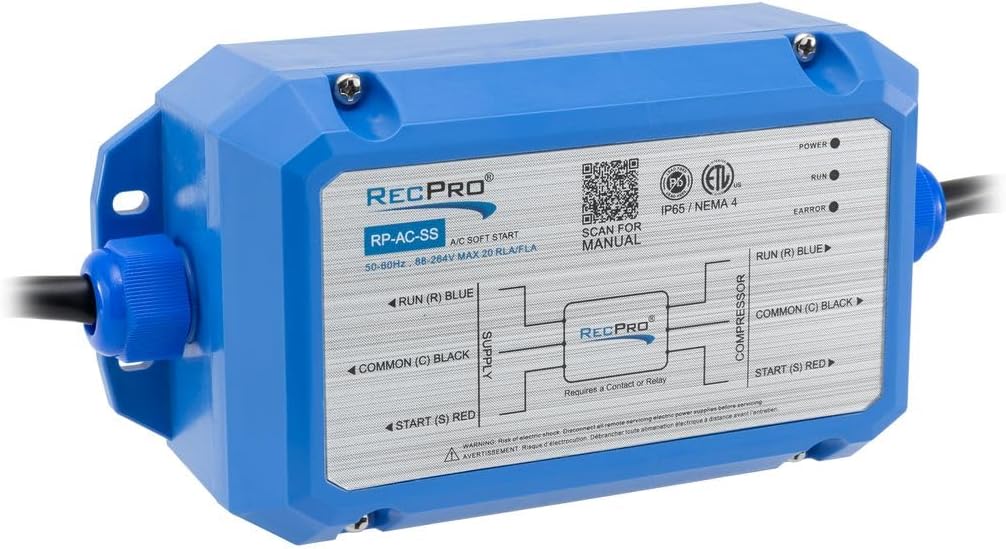RecPro RV AC Soft Starter | Reduces Startup Current by 75% | Quiet Start | LED Fault Indicators | IP65 Weatherproof | Easy Install | Compatible with RV AC Units up to 20k BTU