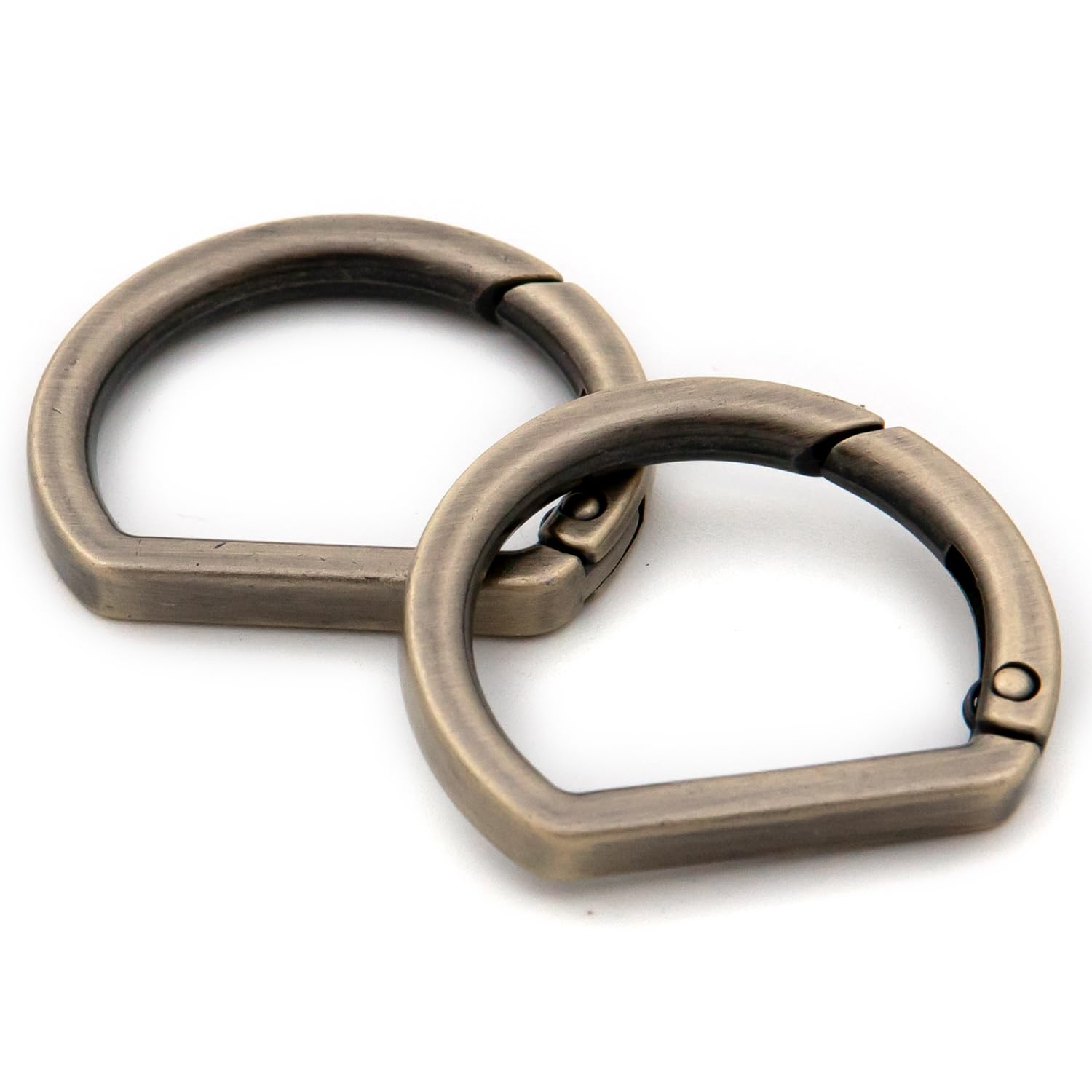 10pcs Metal Spring Key Ring,Spring Snap Hooks Clip Buckle,Flat D Ring for Purses (Brushed Brass)