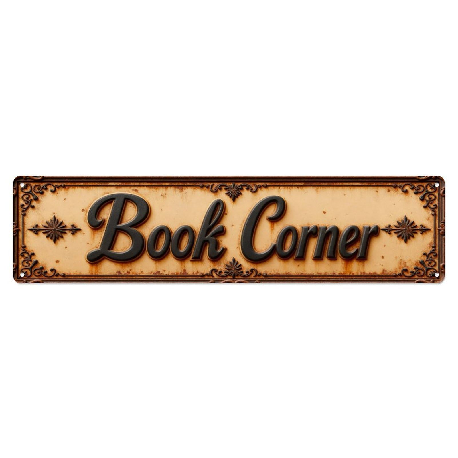 Book Corner Vintage Sign Design Metal Tin Sign Plaque