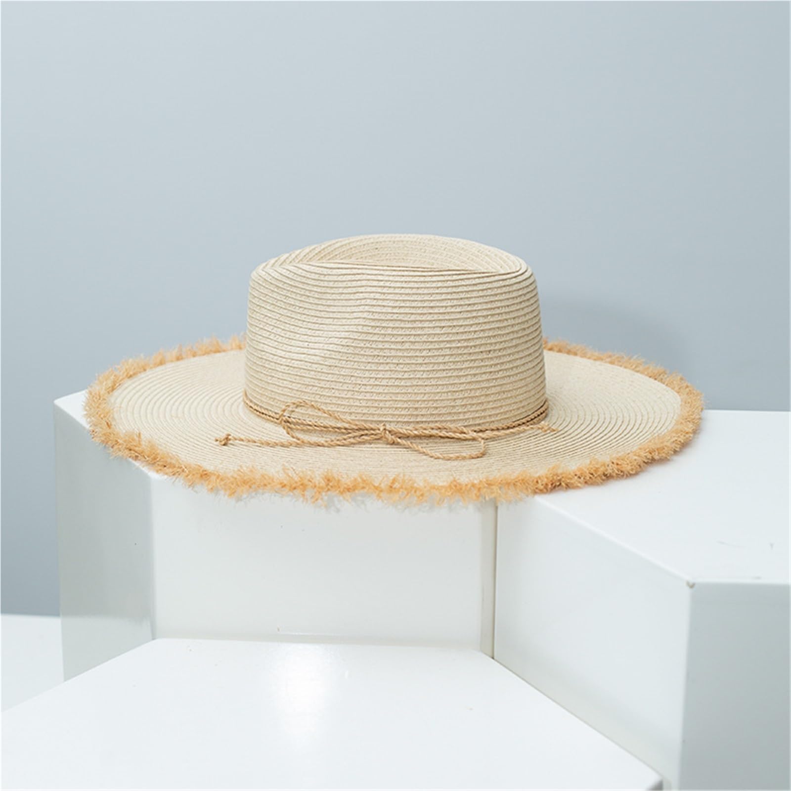 Sombrero de rafia con borde de ala grande para mujer, verano, playa, vacaciones, protección UV