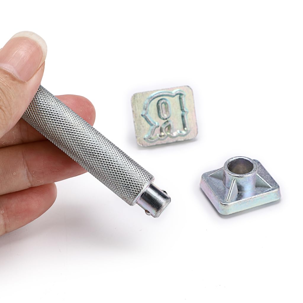 IGNPION Sello de letras del alfabeto de cuero de 19 mm, kit de grabado en relieve, herramienta de perforación para llaveros, bolsa y cartera