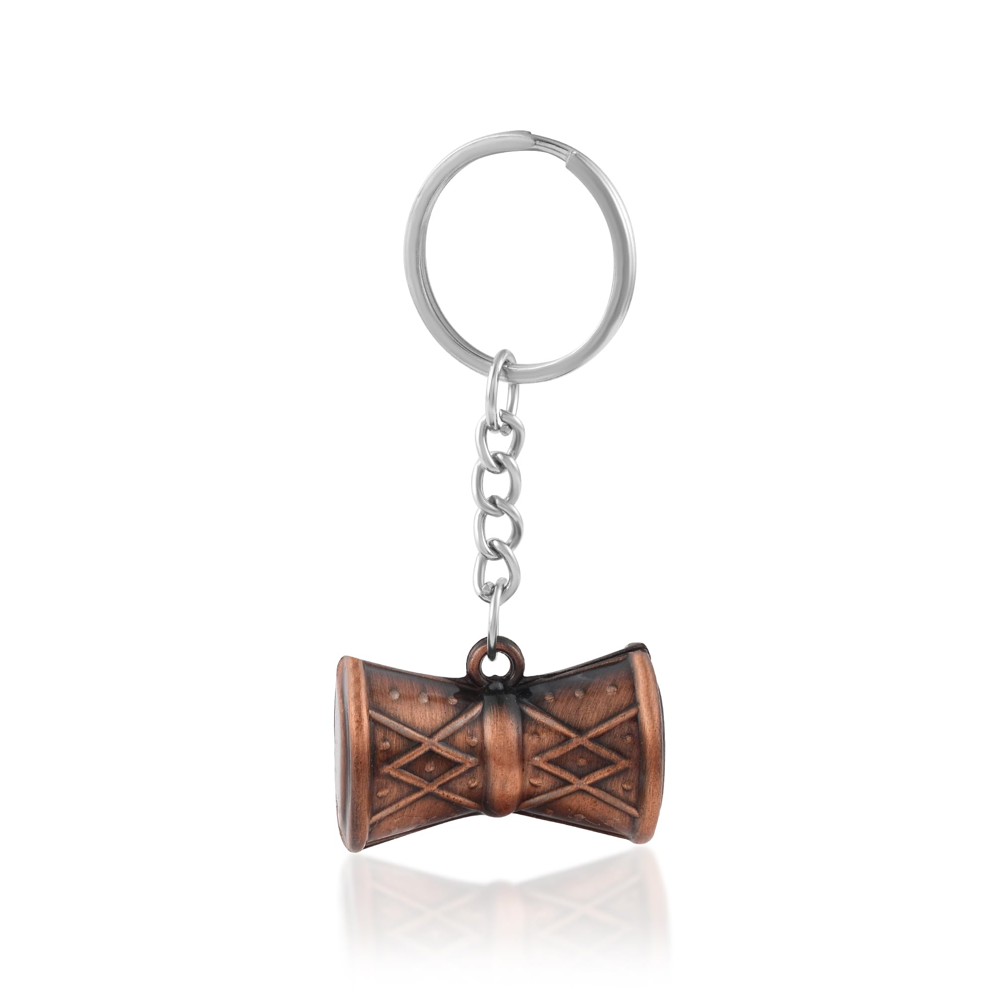 morir Stainless Steel Antique Copper Color Damru Shape Keychain