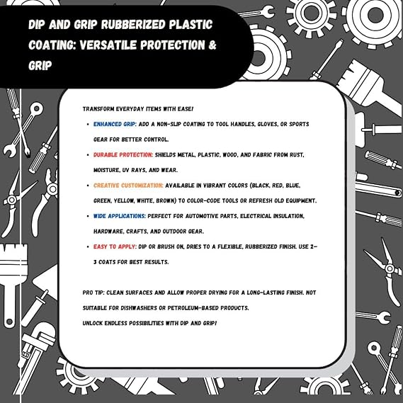 Dip and Grip Rubberized Plastic Dip Liquid Colors Rubber Paint Industrial Coating (Blue) 8 Fl. Oz