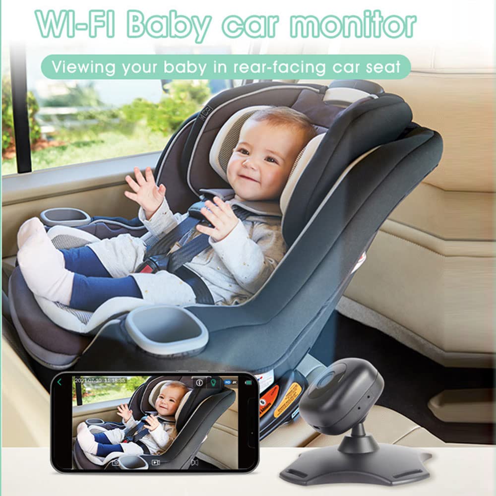 Cámara Monitor Para Bebé En Coche - WiFi, Visión Nocturna, Rotación 360°, Alimentación USB