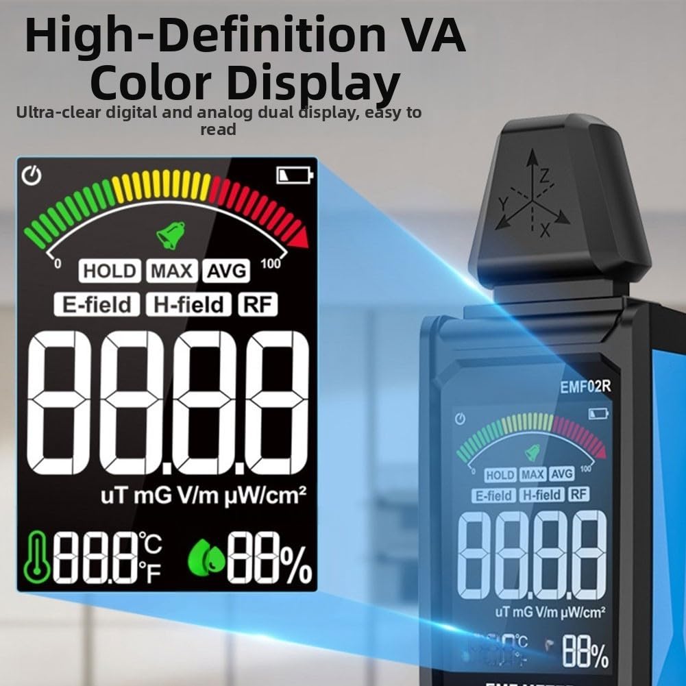 Detector electromagnético de mano de campo y radiación, instrumento de medición EMF 5 en 1, para monitoreo de seguridad en el hogar y al aire libre