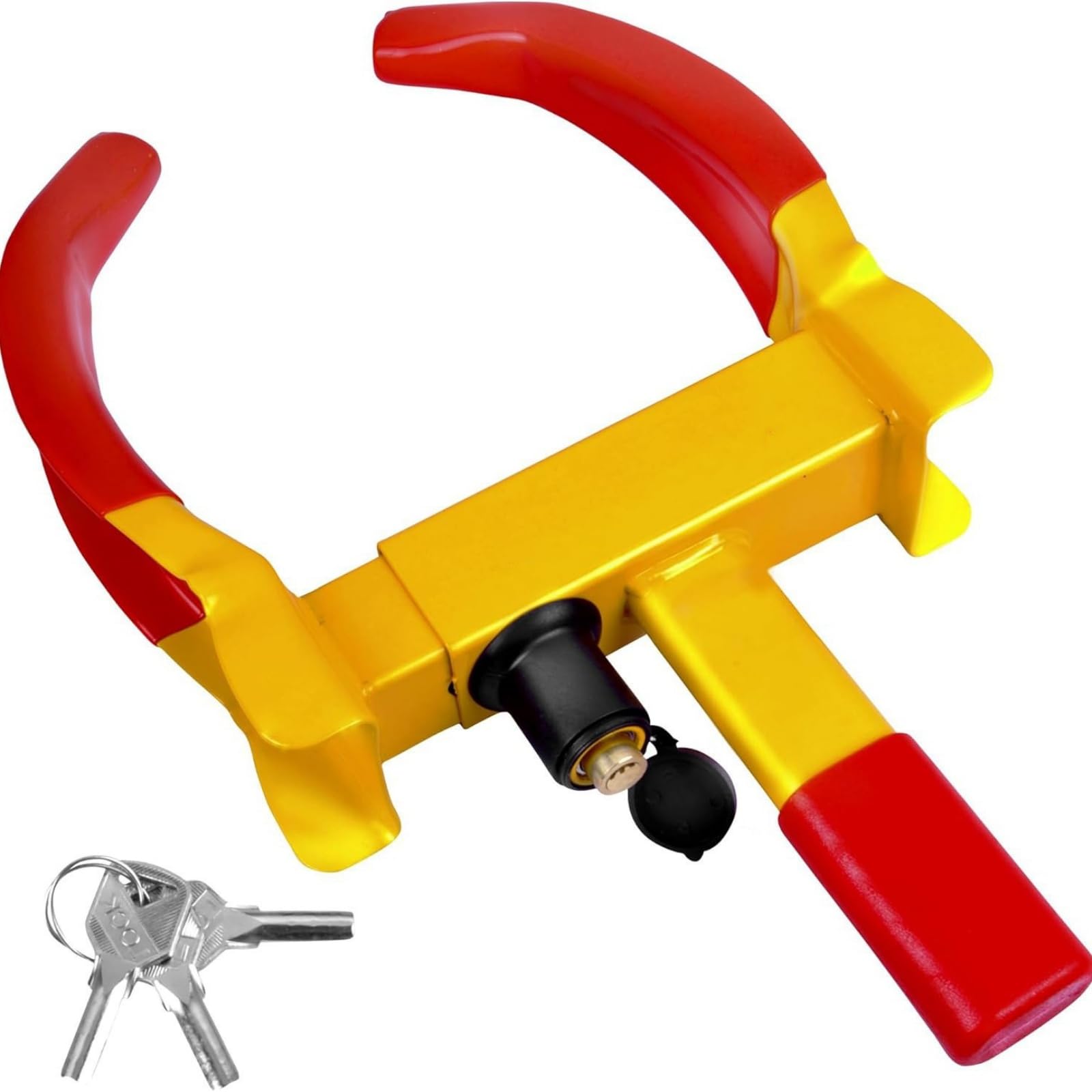 Autokralle, für Ford Fusion 2005-2012, PKW Reifenkralle, Parkkralle Radkralle mit Hochsicherheitsschloss, Rad-Kralle für 18-30cm Reifenbreite (Gelb/Rot)