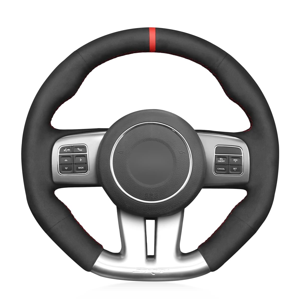 MEWANT Steering Wheel Cover for Jeep Grand Cherokee (SRT) 2012-2013 Dodge Challenger (SRT) 2012-2014 / Charger (SRT) 2012-2014 Suede Steering Wheel Wrap