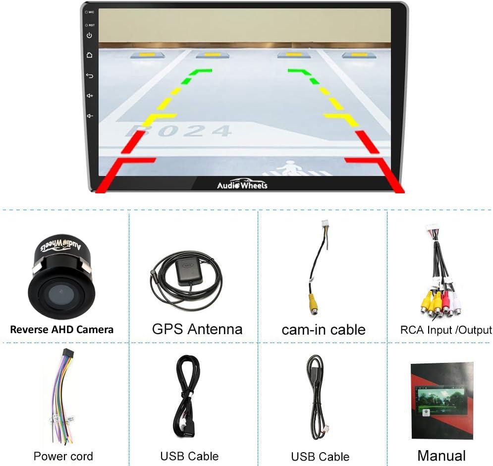 Image of Audio Wheels 10-Inch 1280P HD Smart Car Display | CarPlay & Auto Support | TS-9 Processor | 2GB RAM, 32GB ROM | 13 Multimedia BT Player + AHD Camera Included
