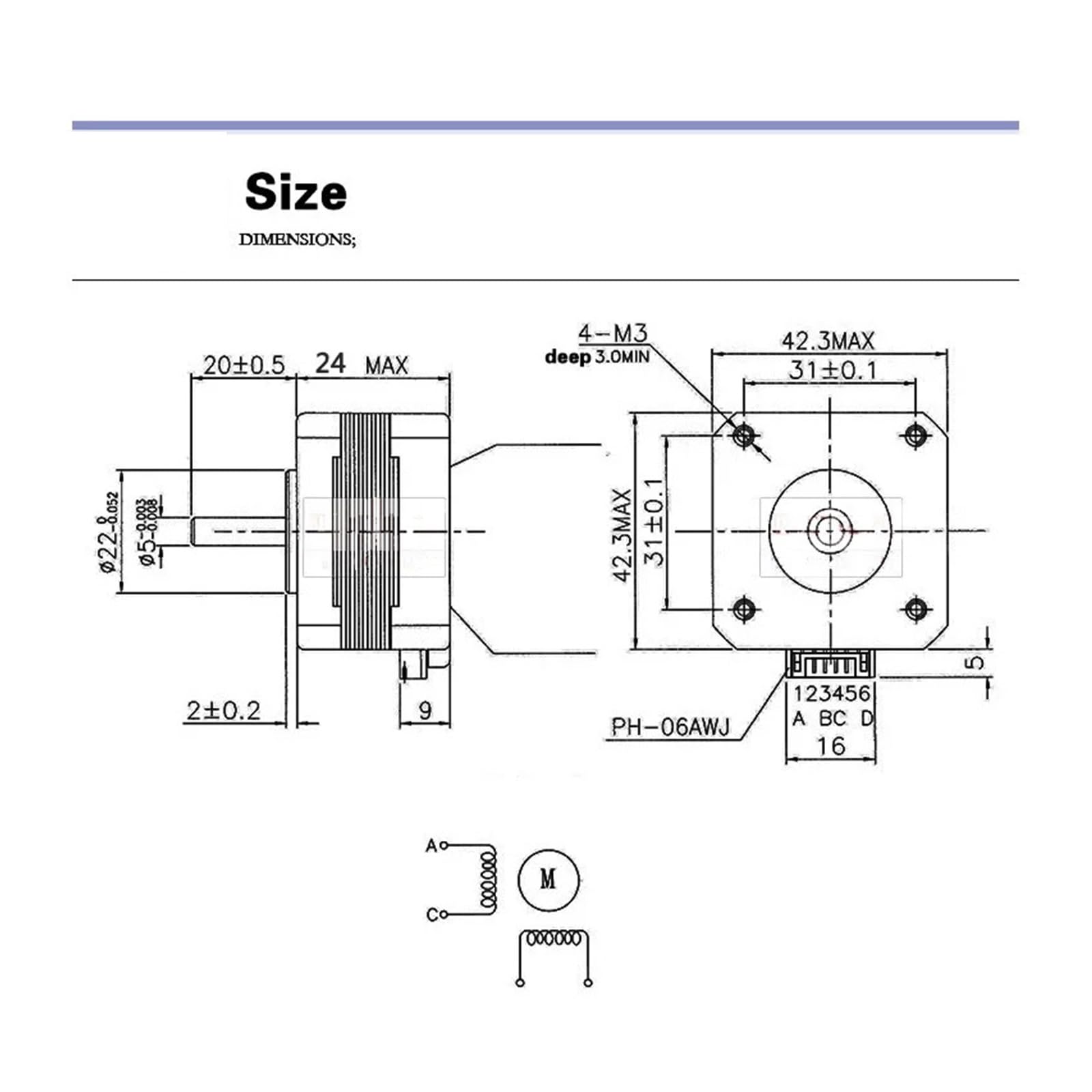 42 Schrittmotor 23 mm ultradünnes Gehäuse 0,22 Nm 1,2 A for 3D-Drucker Name17 mit Kabel