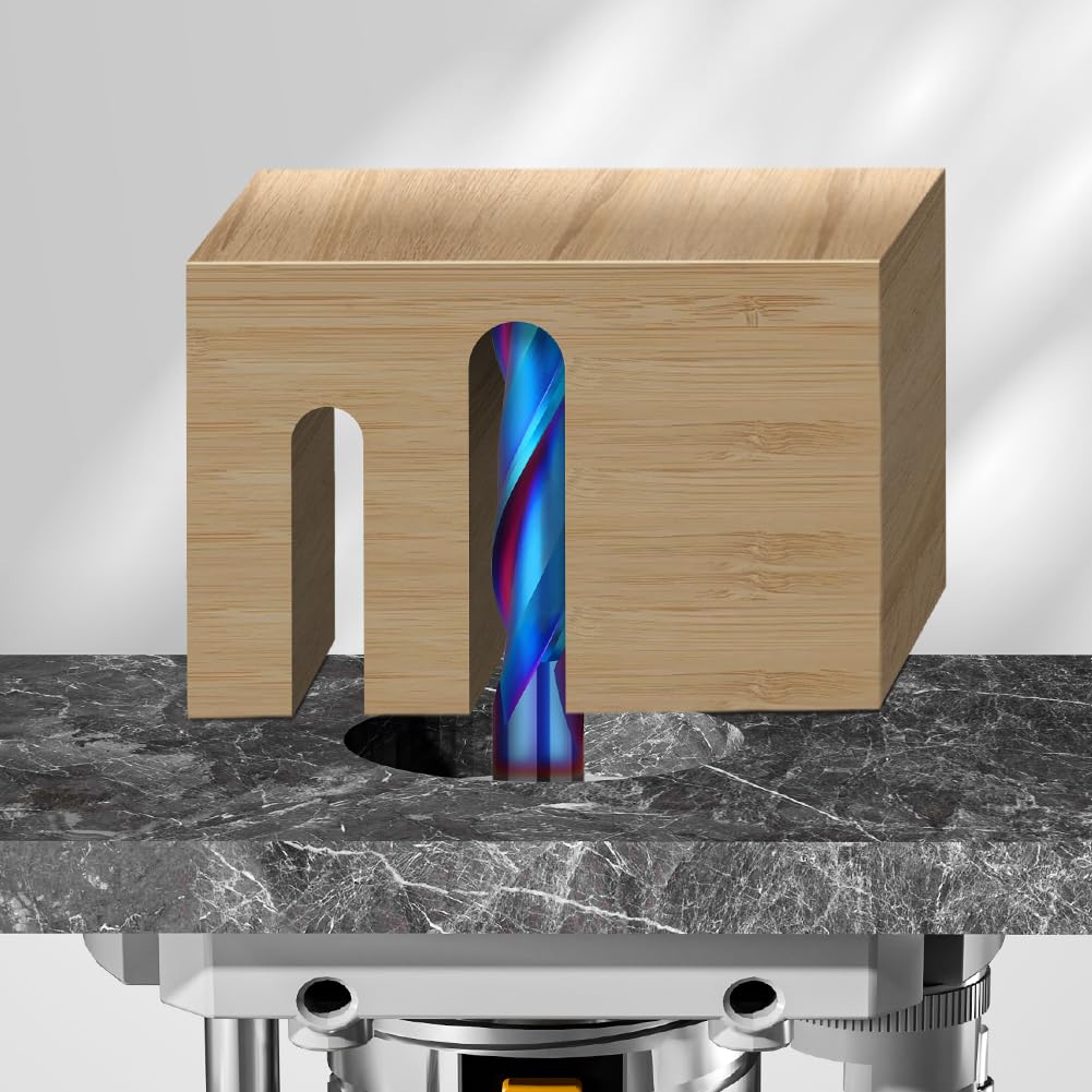 1pc Gambo da 1/4 pollici Gambo da 8mm Testa a sfera a 2 lame Coltello dritto Ripresa Blu Nano Router Bit Lavorazione del legno Fresa integrale in lega(6.35x6.35x28.5mm)