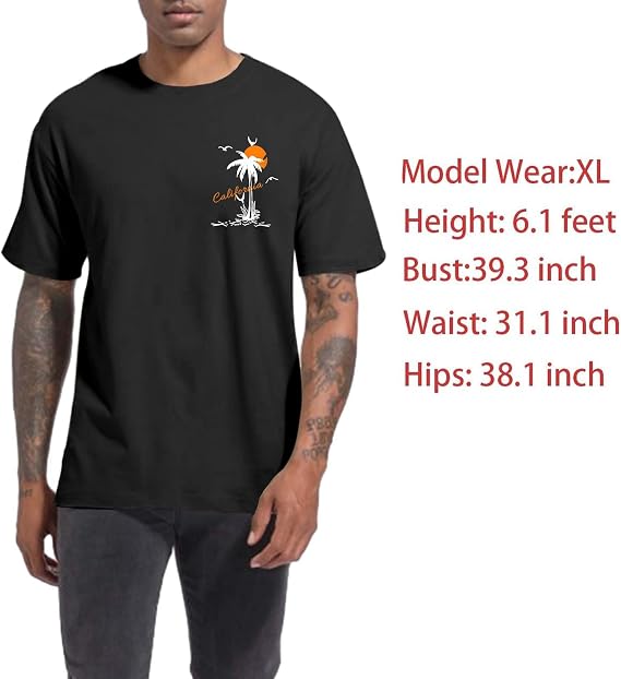 Tuislay Mens Graphic t-Shirts Casual Oversized Letter Print Beach Shirts Baggy Cotton Short Sleeve Tshirt Summer tee Top