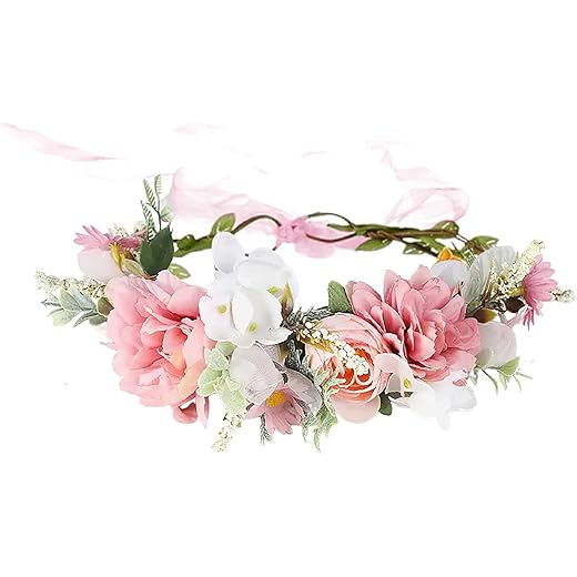 Flower Tiara Adjustable Pink Floral Crown