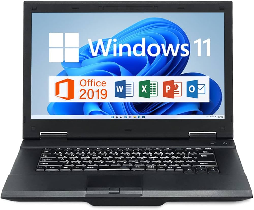 【中古品】 15.6インチ ノートパソコン / Win11 / MS Office 2019 / CPU:Celeron/メモリ:8GB / SSD:120GB / DVDドライブ/USB/Wi-Fi/初期設定不要 初心者向け/有線マウス付属/PC King