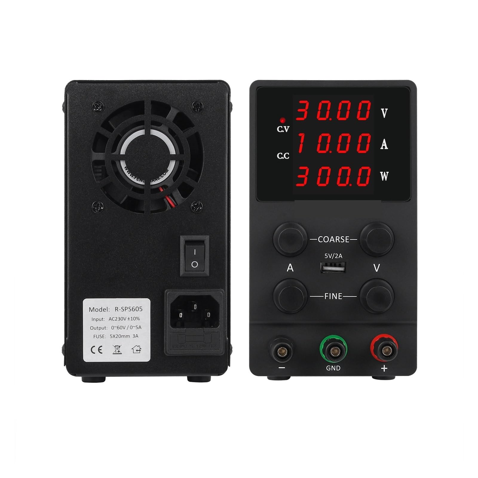 fuente de alimentación conmutada de CC, Fuente de alimentación de laboratorio conmutada AC 220 DC 30V 10A 5A 300W banco de laboratorio ajustable fuentes de alimentación regulador de voltaje USB(120V 3