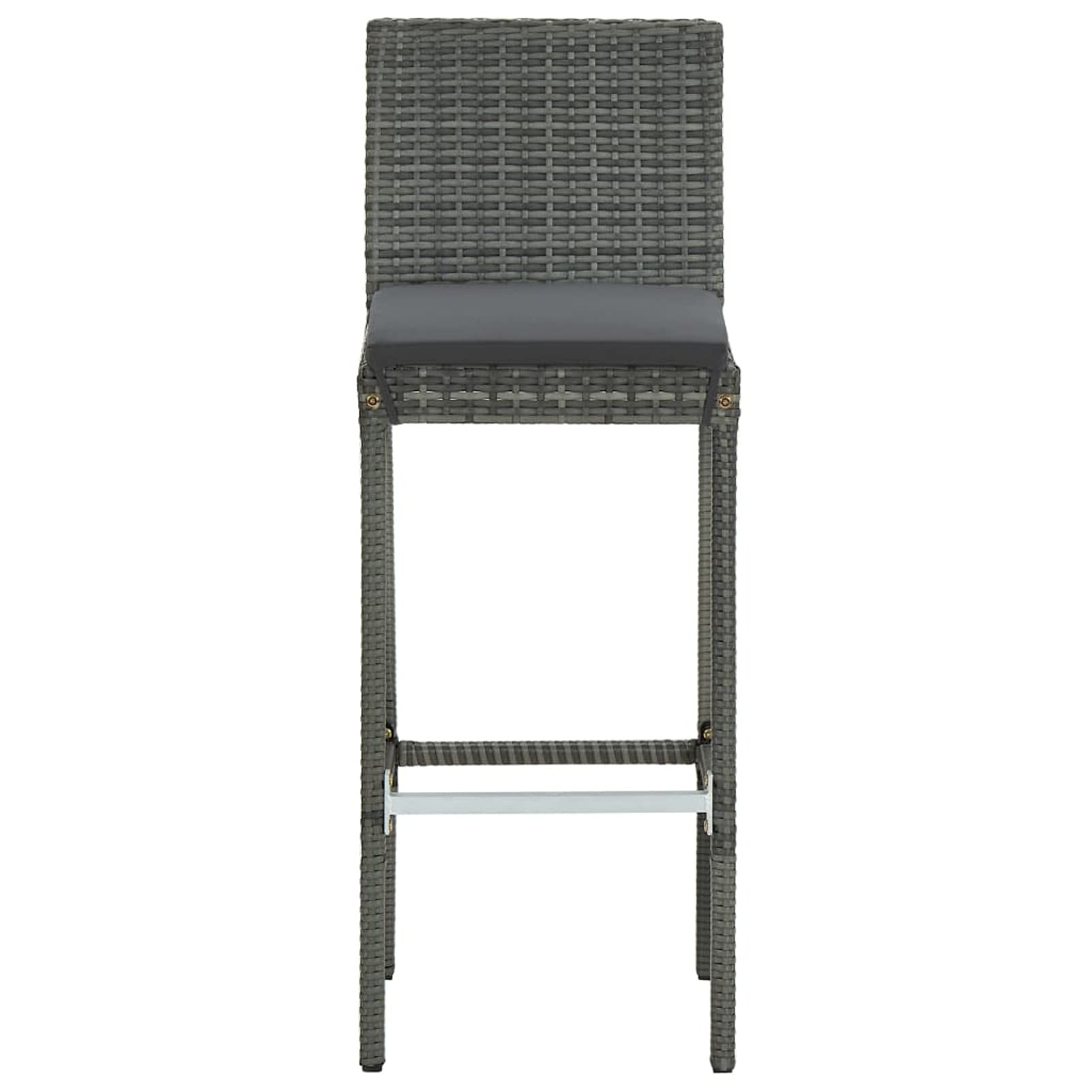 Homgoday Taburetes de bar con cojines, 2 unidades, gris de poliratán, silla de oficina, silla de oficina, silla de escritorio para salón o dormitorio