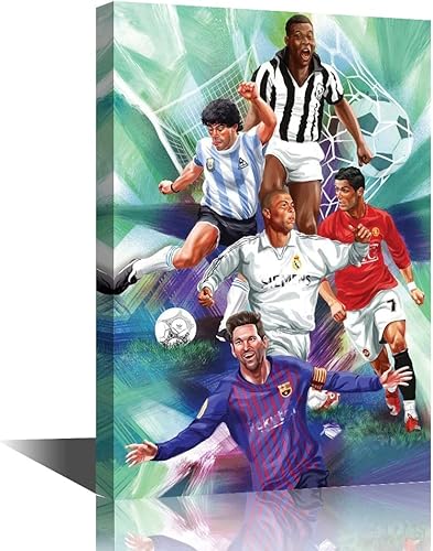 TISHIRON Cristiano Ronaldo - Póster en lienzo para pared, cuadros de Maradona, pintura Messi, decoración del hogar para sala de estar, comedor,