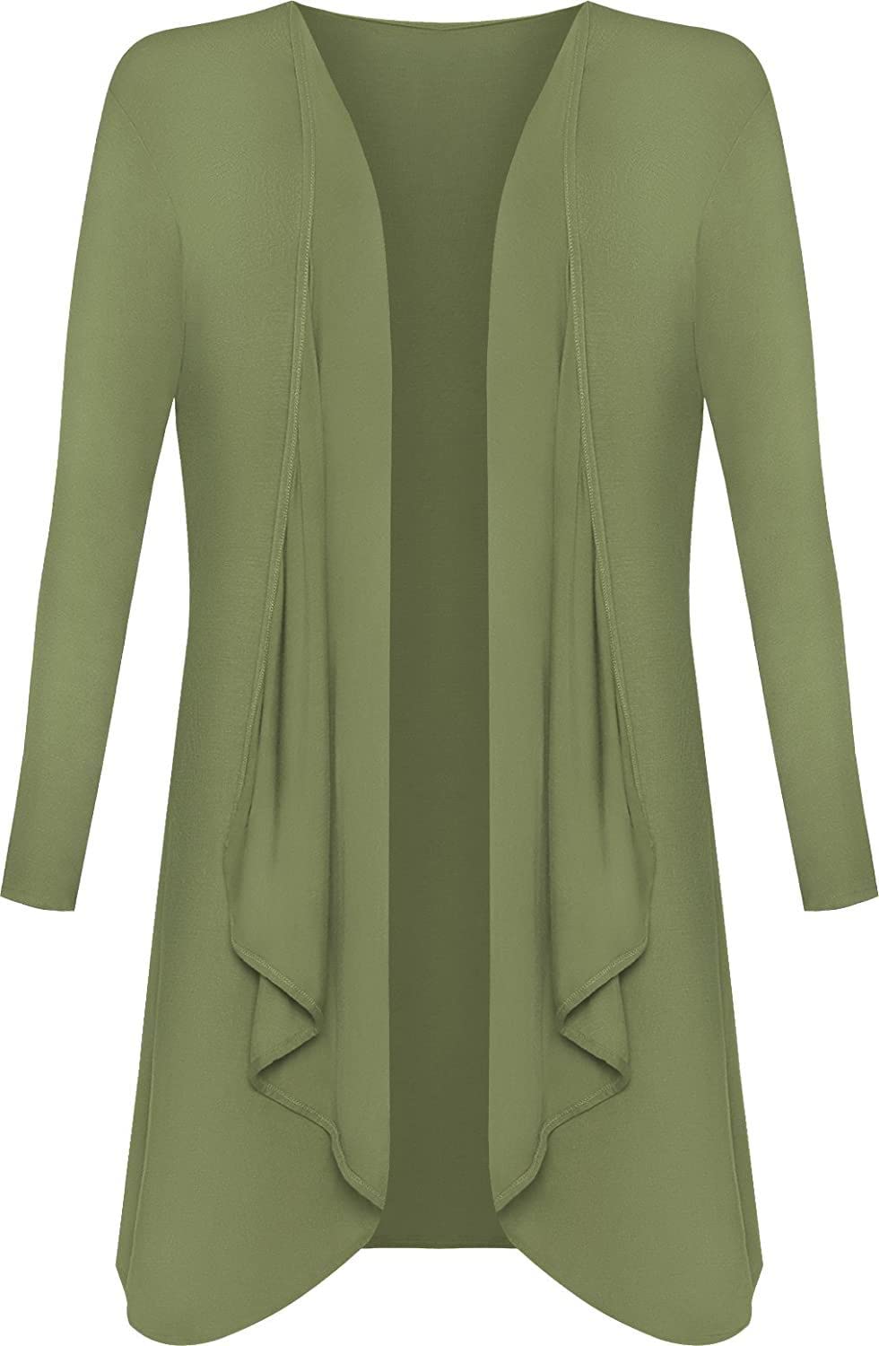 Crazy Girls Womens Waterfall Boyfriend Cardigan, Khaki, SM (UK 8-10)