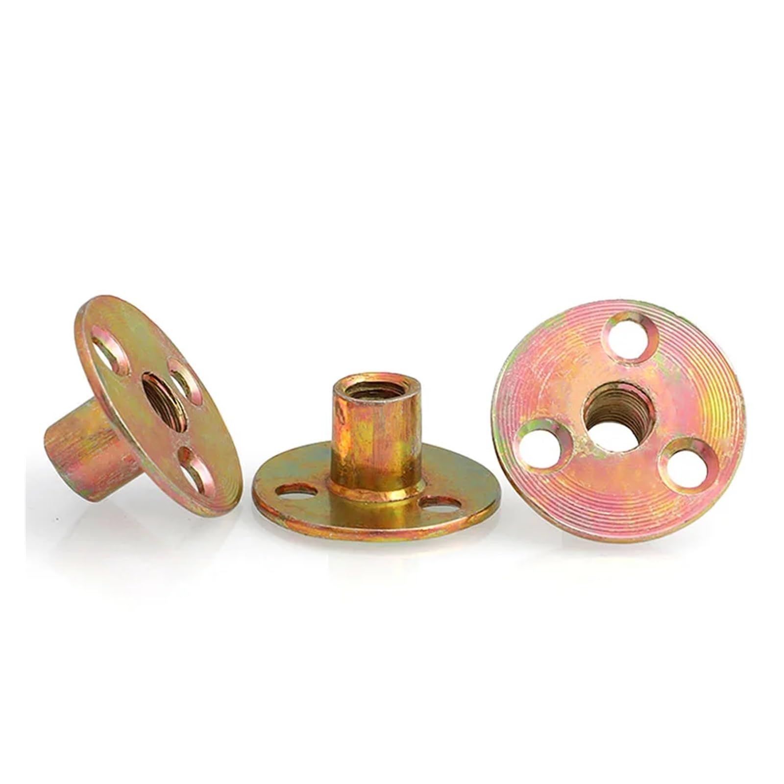 Farbige verzinkte Eisenplattenmutter Dreiloch-Sicherungsflanschmutter Runde T-Muttern mit flacher Basis T-Möbelmuttern Schraube M8 M10(M8(2pcs))