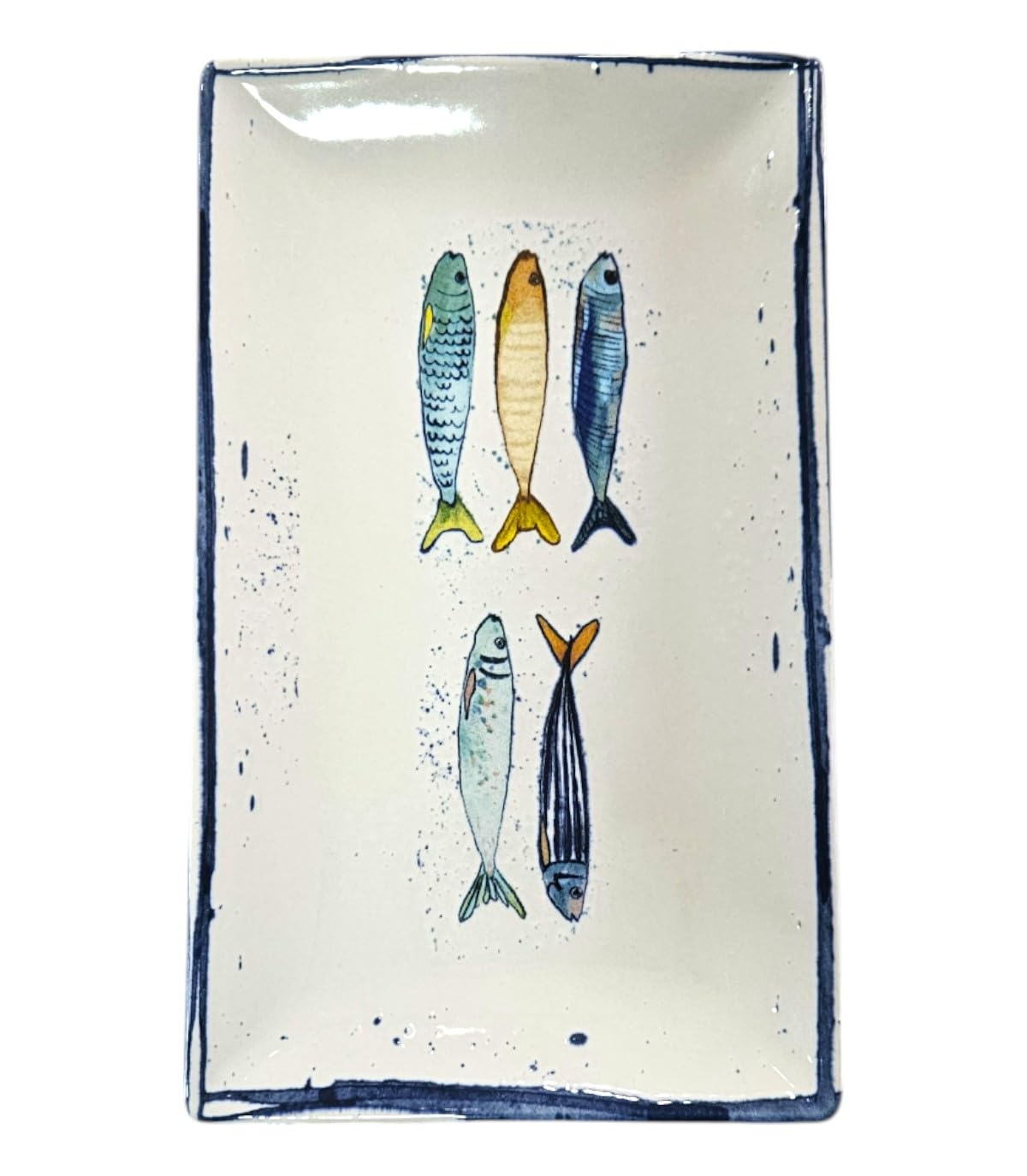 Vajilla de cerámica con dibujos de peces | Cuenco Cerámica | Plato de Cocina | Fuente Vajilla de Porcelana Vintage Diseño | Ideas de Regalos Hogar (Fuente Peces 30X20)