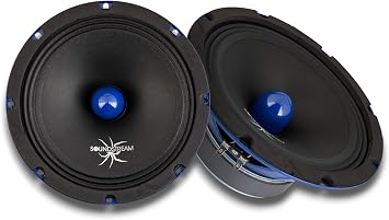 Soundstream SPM.804B 8 Inch Midrange Pro Audio Speaker with Bullet Tweeter | 350W Max Power, 4 Ohm, 96dB Sensitivity | Steel Basket, Cloth Surround, Ferrite Magnet Loud Car Speaker Pair