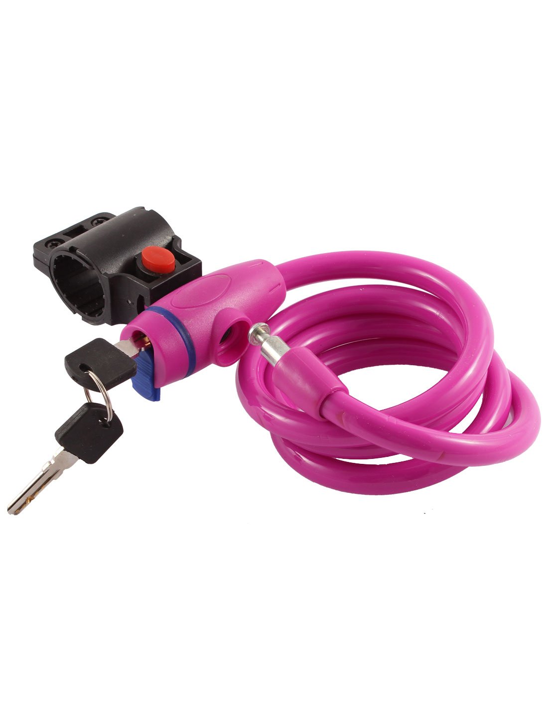 Aexit Pink Bicycle Bike Locks Safeguard Steel Wire Inside Locking Lock 1.2m Length w U-Locks 2 Key