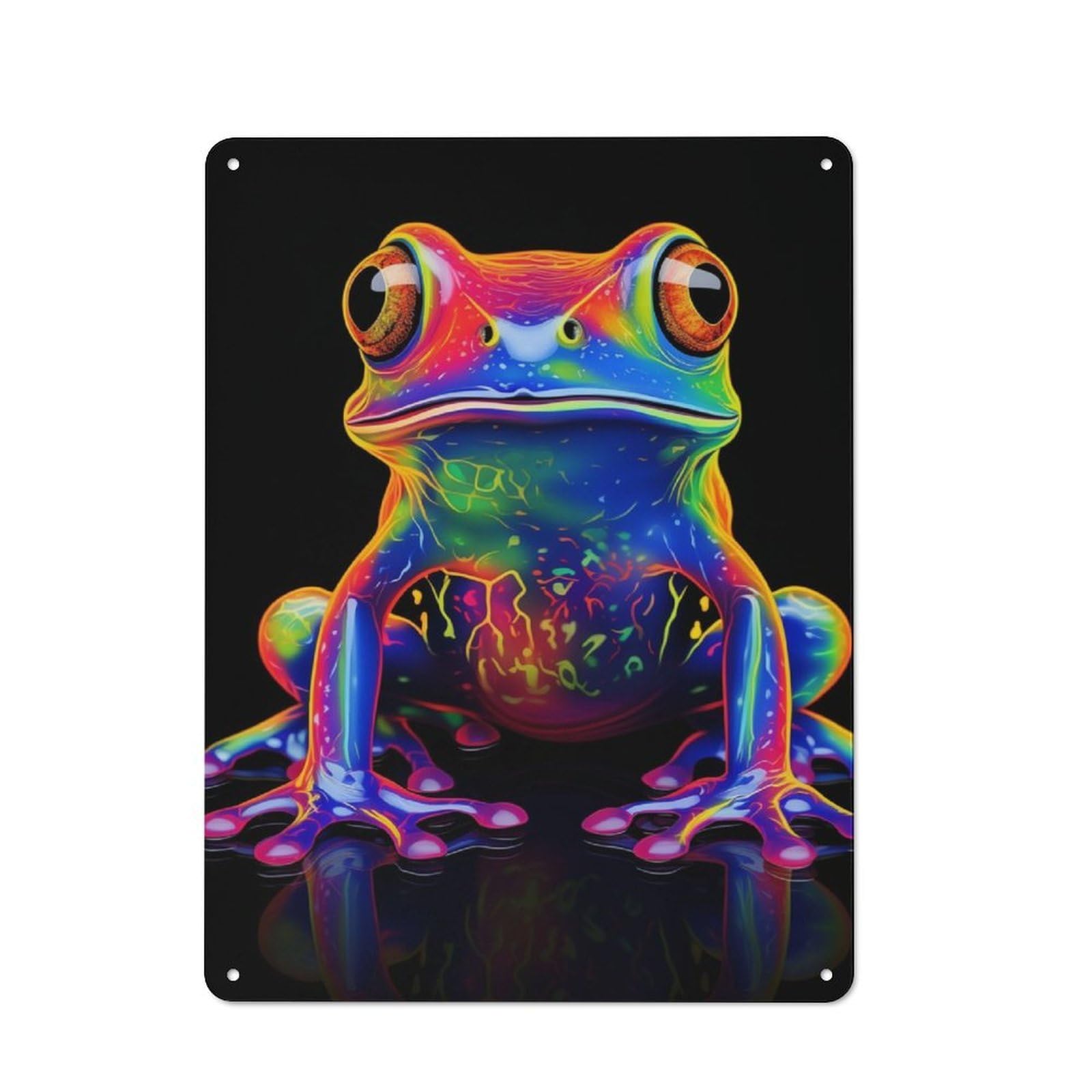 Junmoney Neon Frog Metal Gift Sign 40X30cm, Decorative Room Wall Plaque For Bedroom, Kitchen, Office Or Living Room