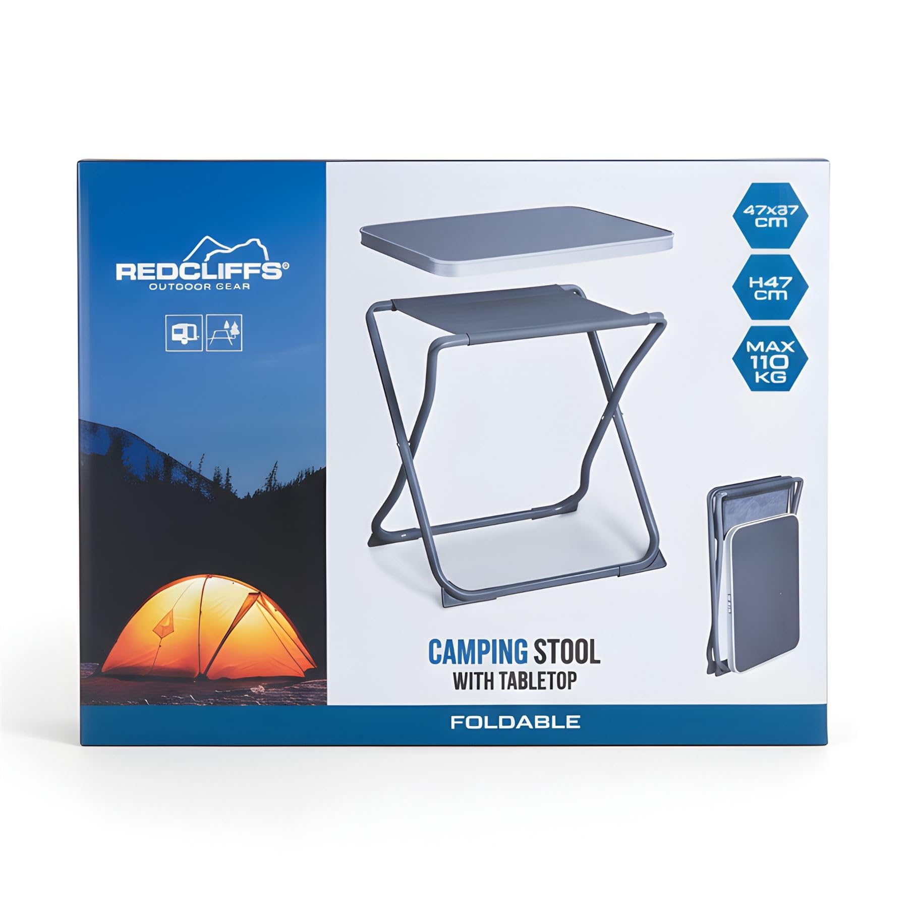 Carousel Home 2 in 1 Folding Camping Stool and Table, Portable Outdoor Seat with Hard Table Top, Picnic and Festival Furniture