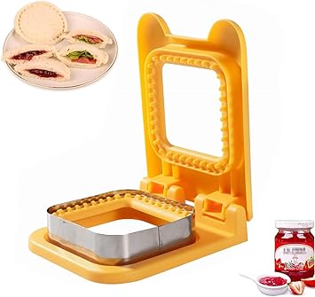 CHICHAUS Sandwich Cutter and Sealer, Square Pocket Sandwiches Maker, Uncrustables Maker, Sandwich Cutters for Kids' Lunchables (Yellow)