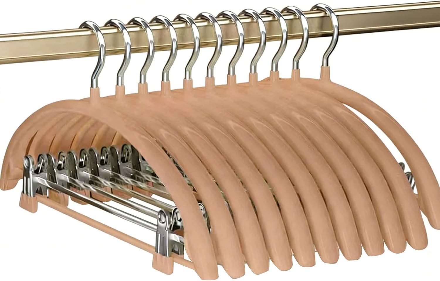 Heavy Duty Hangers with Pants Clips, Non-Slip 2-in-1 Space Saving Closet Organizer for Thick Coats, Shirts, Pants, Home Travel Use (B 42.5x21.5cm/17x8in(5)