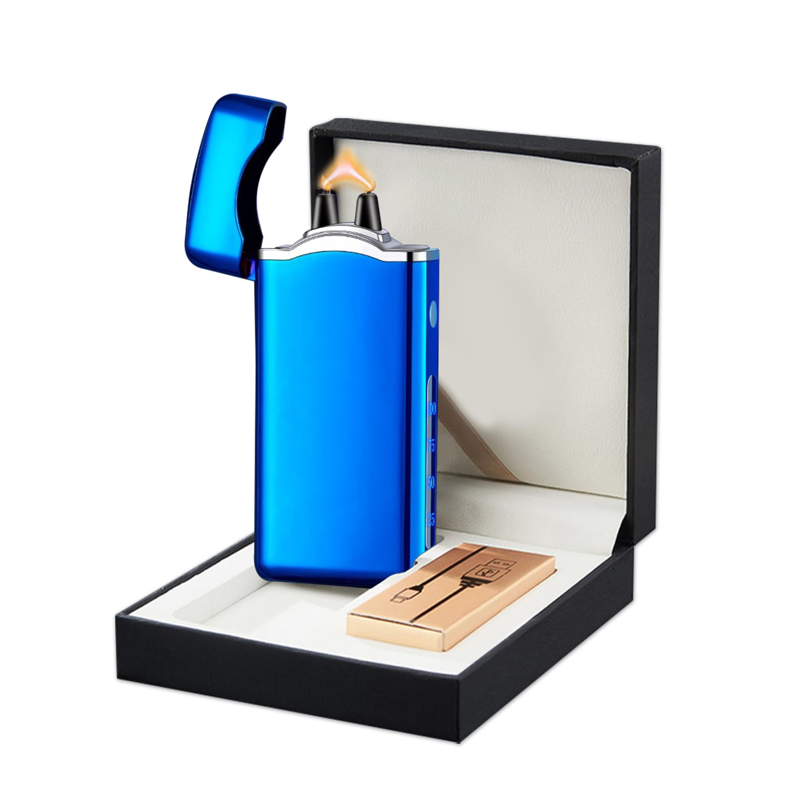 SKRFIRE Rechargeable USB C Electric Arc Plasma Flame Lighters for Candle Electronic Windproof Metal Cool High Power Torch Lighter with Gift Box, Gift for Men, Women(blue) — image 1