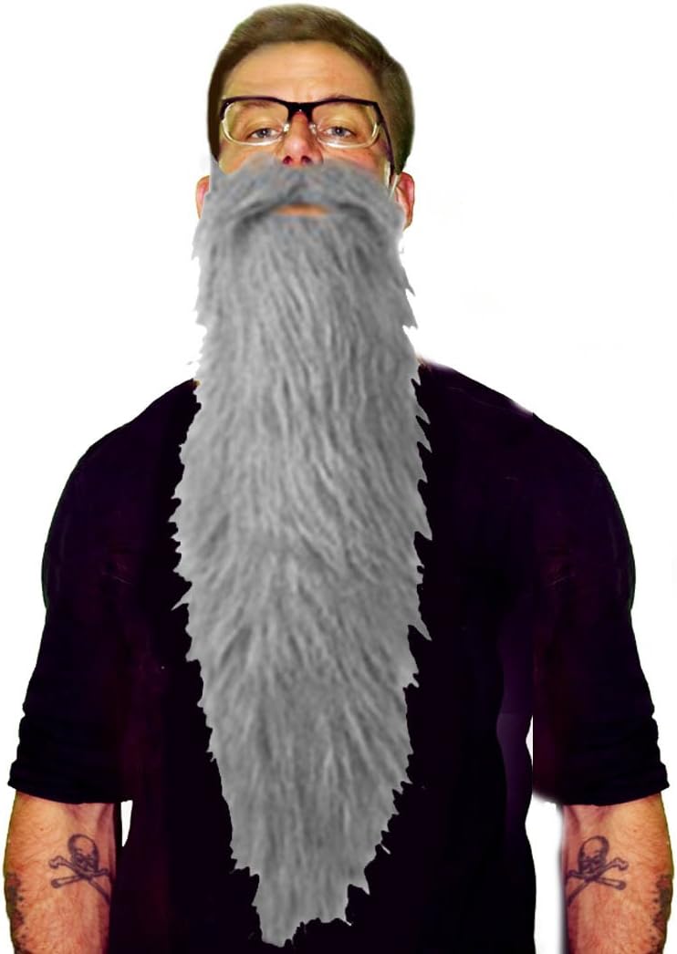 Very Long Costume Beard, Lumberjack Hillbilly Long Faux Beard and Mustache Set