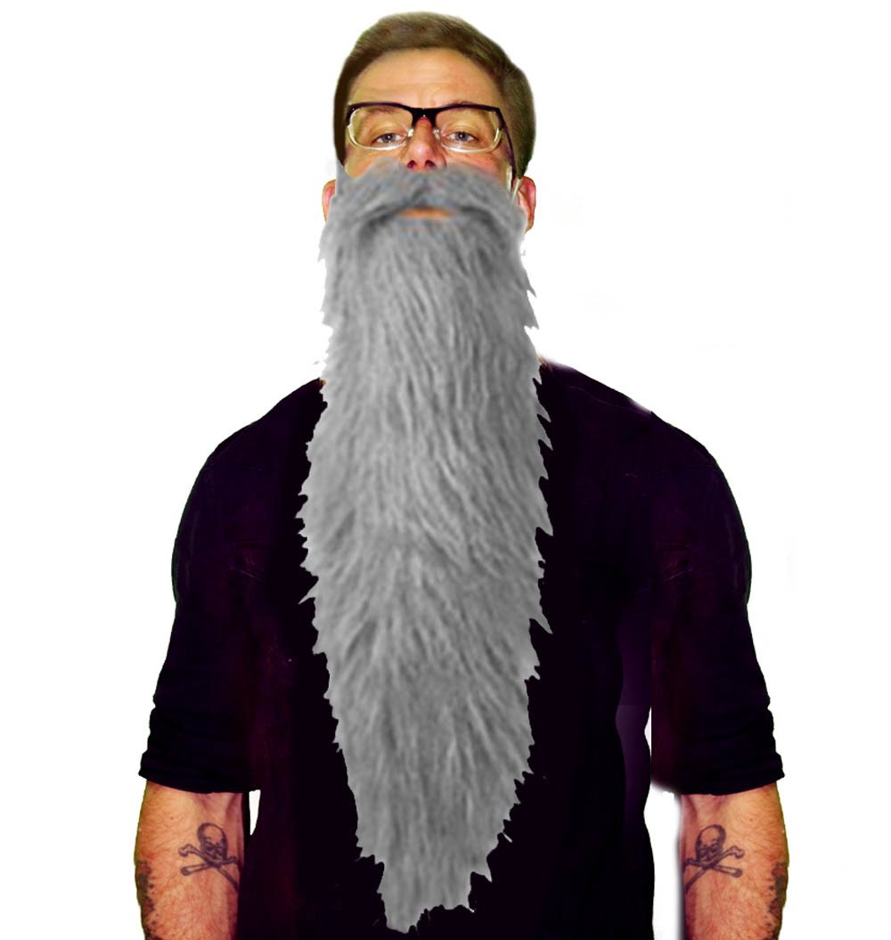 ZZ Style Lumberjack Hillbilly Long Costume Beard & Mustache Set (Grey)