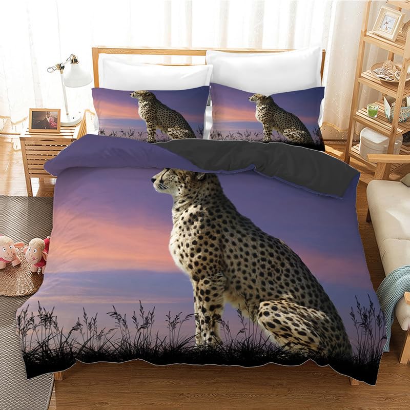 Cadeau Homme et Mariage : Parure de Lit 240 x 260 Léopard Pourpre