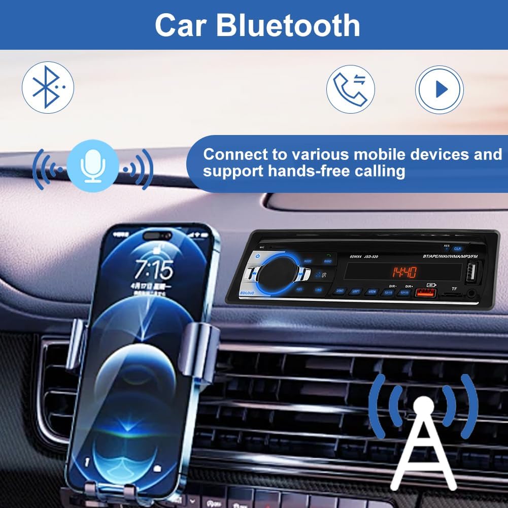 Car Radio Receiver, Bluetooth Single Din Car Stereo System Handsfree and App Control, Car Radio Stereo System Supports AM FM Dual USB SD AUX,Not a CD Player(As shown) 4 61tBUeolNnL. AC SL1001