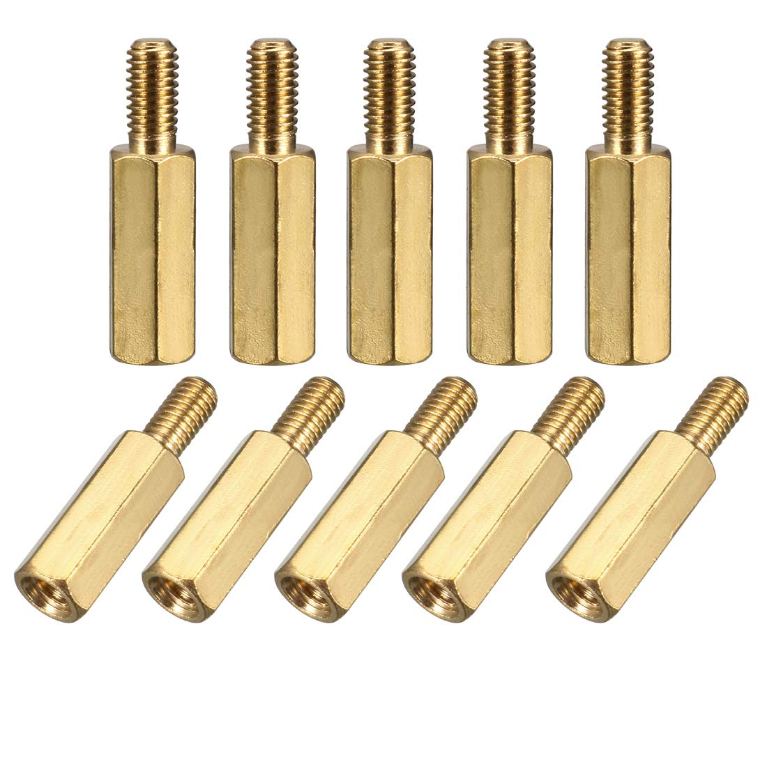 uxcell 50 Pcs Brass Screw Hexagonal Stand-Off Spacer M3 Male to Female 12mm