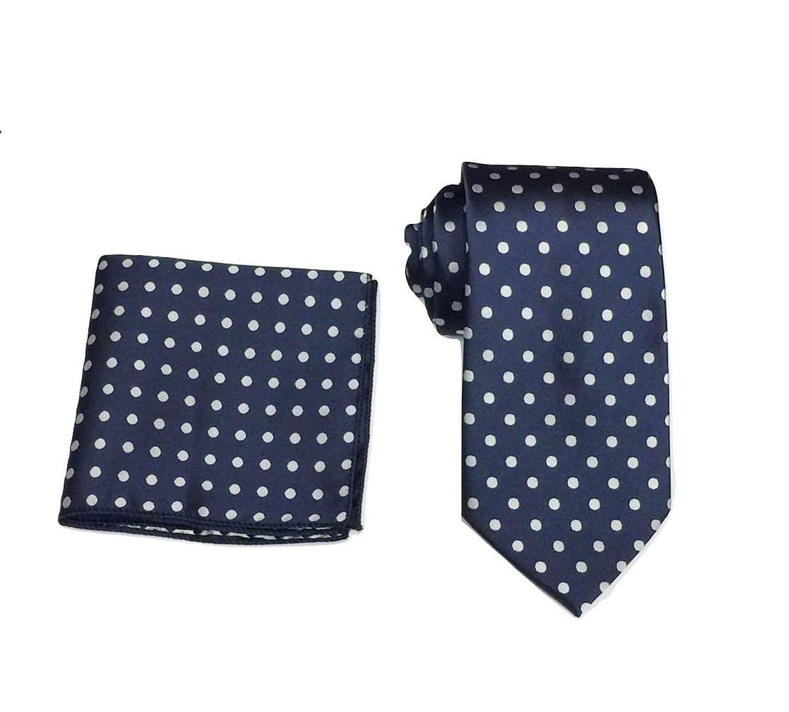 L&L® Men's Woven Polka Dot Tie Hanky Handkerchief Pocket Square Set