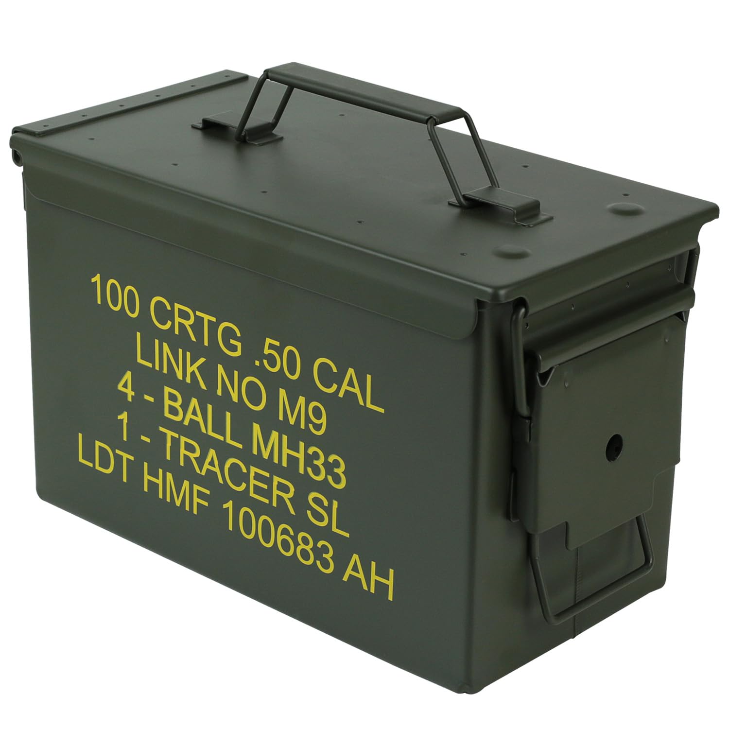 HMF 70011 Cassa per le Munizioni in stile militare USA, Secchio porta Munizioni, Scatola di Metallo, 30 x 19 x 15,5 cm, verde