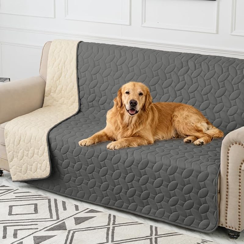 Funda para cama para mascotas Ameritex Manta para cama para perro para sofá y muebles Impermeable Nuevo diseño de patrón (52x82 pulgadas, gris oscuro)