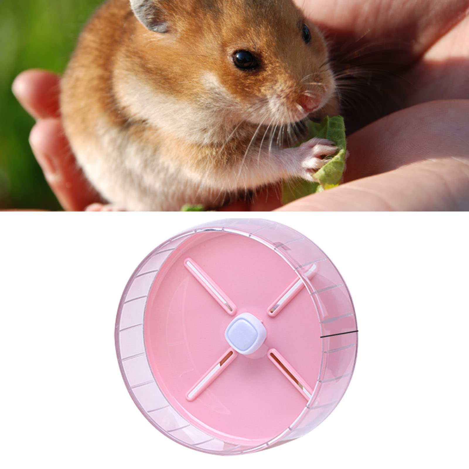 Ruota per Criceto in Acrilico, Giocattolo per Esercizi Antiscivolo Silenzioso per Piccoli Animali Domestici, Criceto Dorato, 1 Pezzo (PINK)