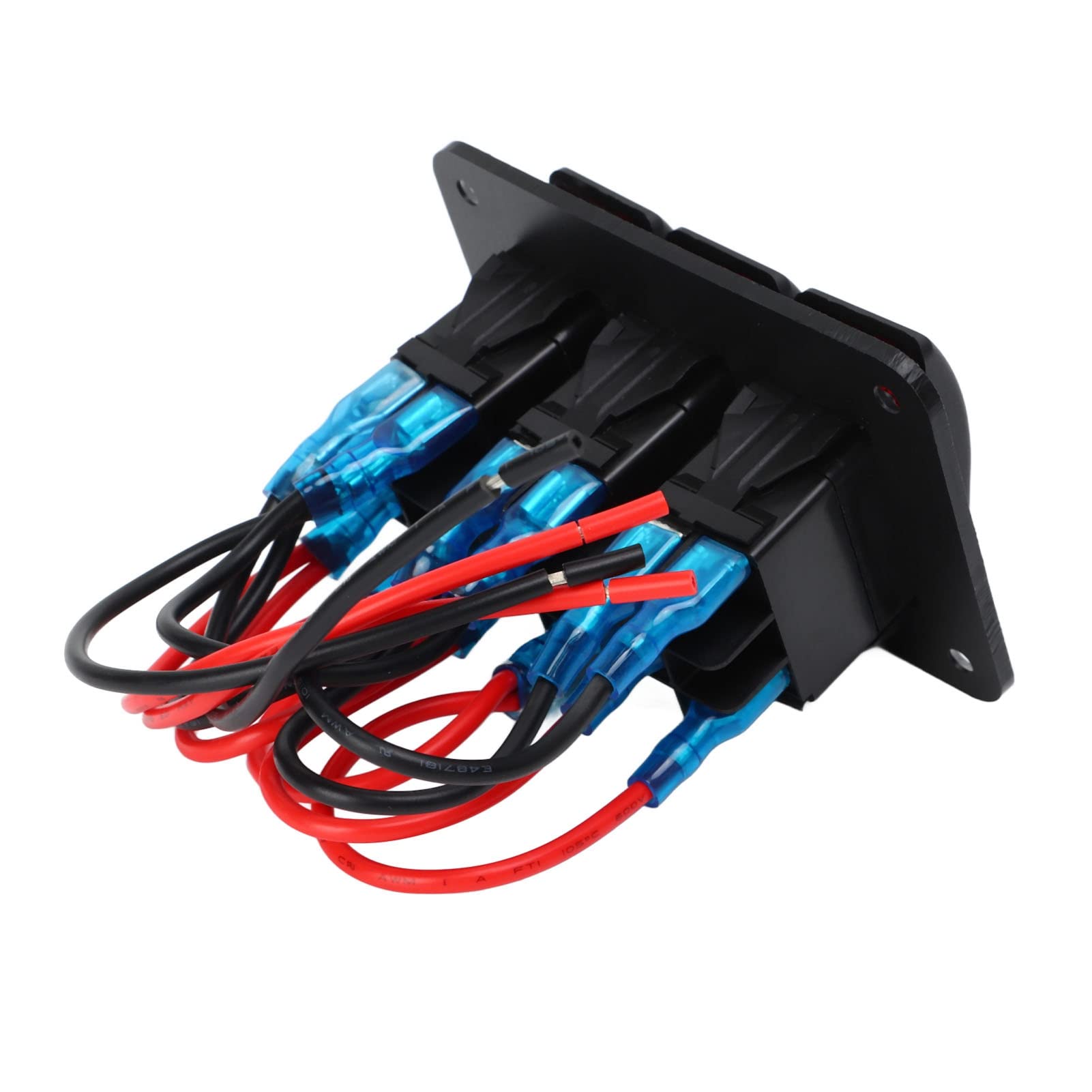 Ausla Panneau de Commutation à 3 Gangs PP en Aluminium, Panneau de Commutation DC12V 24V IP65 LED Rouge étanche pour Voiture Bateau RV Camion Commandes Barre Lumineuse Phare Feu Arrière