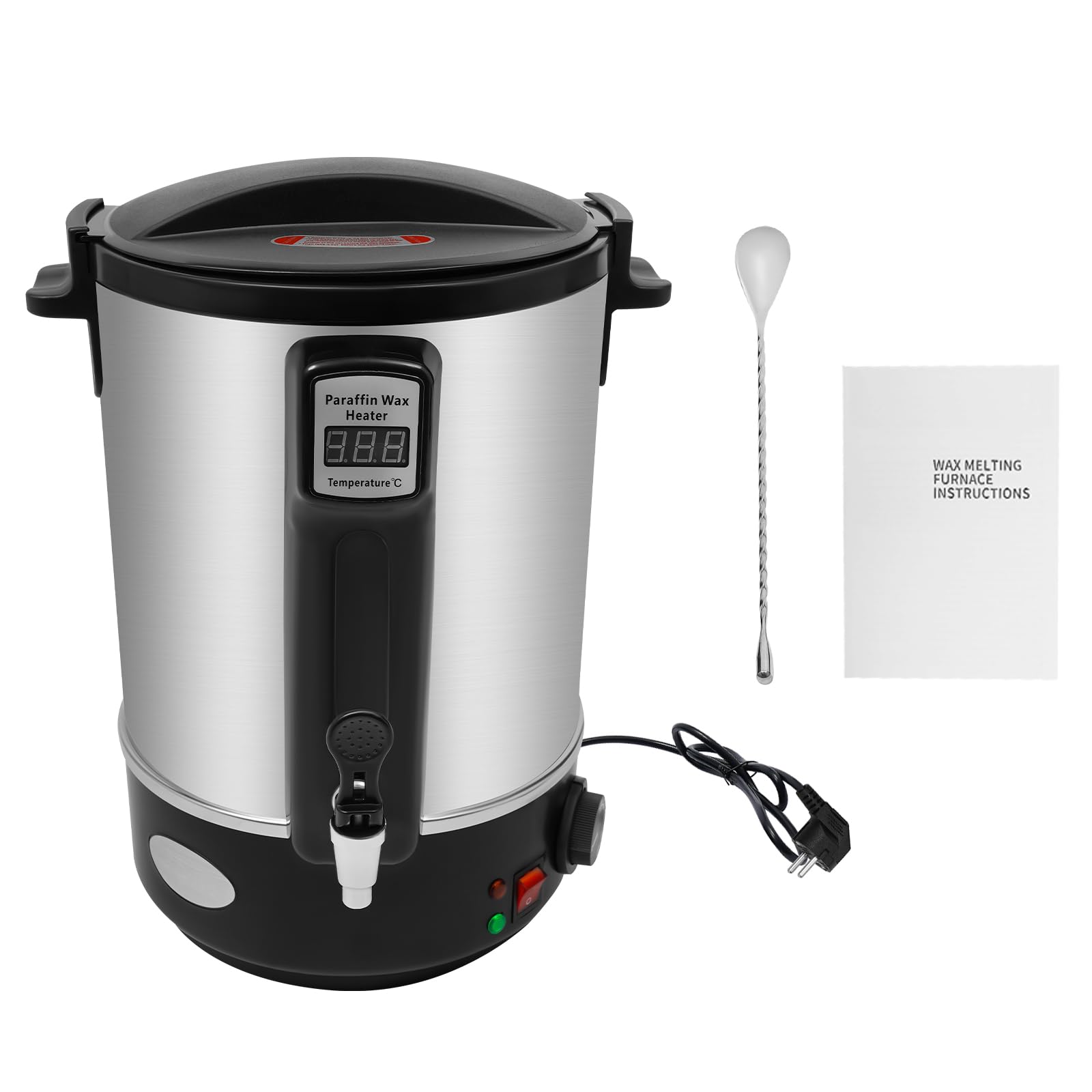 DWIKRYT Topiarka do wosku 12 l do produkcji świec, 220-240 V, zestaw do produkcji świec DIY, duży garnek do topienia wosku z dzióbkiem i cyfrowym wyświetlaczem LED 30-100°C do małych sklepów z woskiem