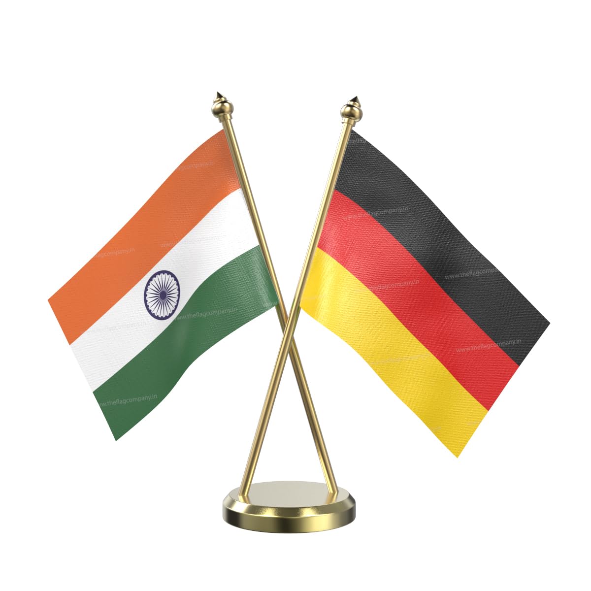 The Flag Company India & Germany Cross Table Flag with Brass Base and Brass Pole | Dual 4x6 Inch Flags for Office, Desk & Diplomatic Display-picture-31